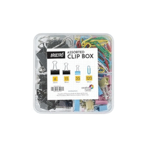 Assorted Clip Box, (56 binder clips & 120 paper clips)