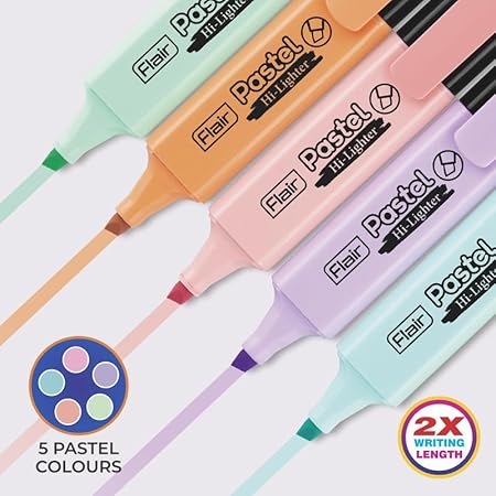 Pastel 5 Shades Hi-lighter Pouch Pack | Flexible Line Width - Image 4