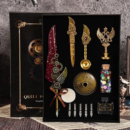 Vintage Quill Pen and Ink Set Elegant Writing Luxury Fountain - Image 5