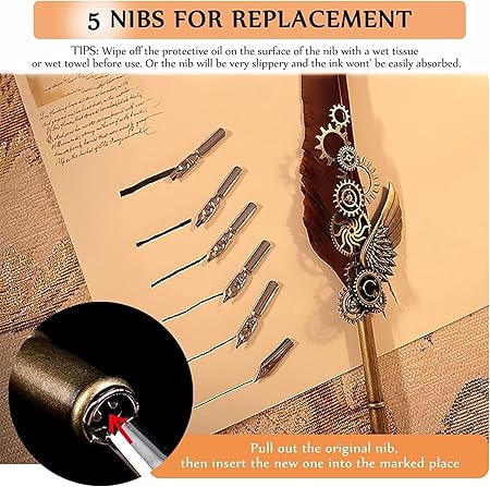 Vintage Quill Pen and Ink Set Elegant Writing Luxury Fountain - Image 2