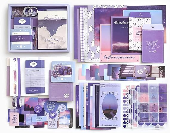 Vintage Aesthetic Scrapbook Kit, 346 Pcs, A6 Grid Notebook