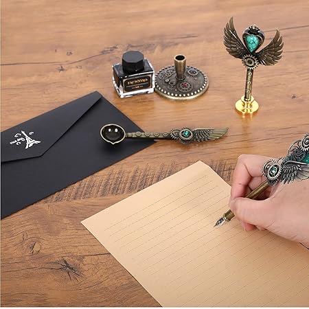Vintage Quill Pen and Ink Set Elegant Writing Luxury Fountain