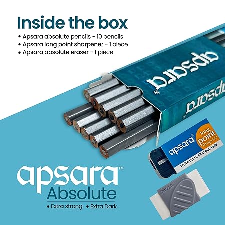 Apsara Absolute Extra Dark Pencils - Pack of 10 - Image 6