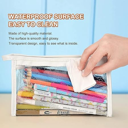 Stationary Transparent Pouch with Zipper Closing for Girls & Boys - Image 3
